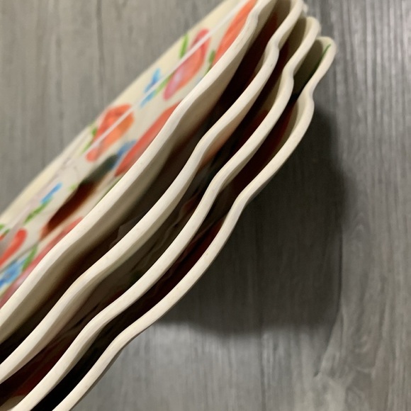 C&C California Home Scalloped Edge Dinner Plates 11" Peaches & Flowers Set of 4 - Picture 3 of 5